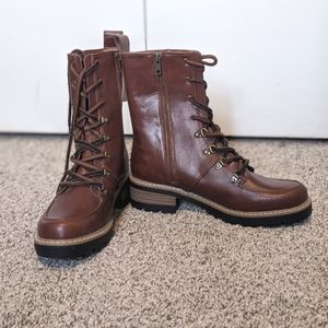 Brown Lace/Zip up Combat Boots Size 8.5